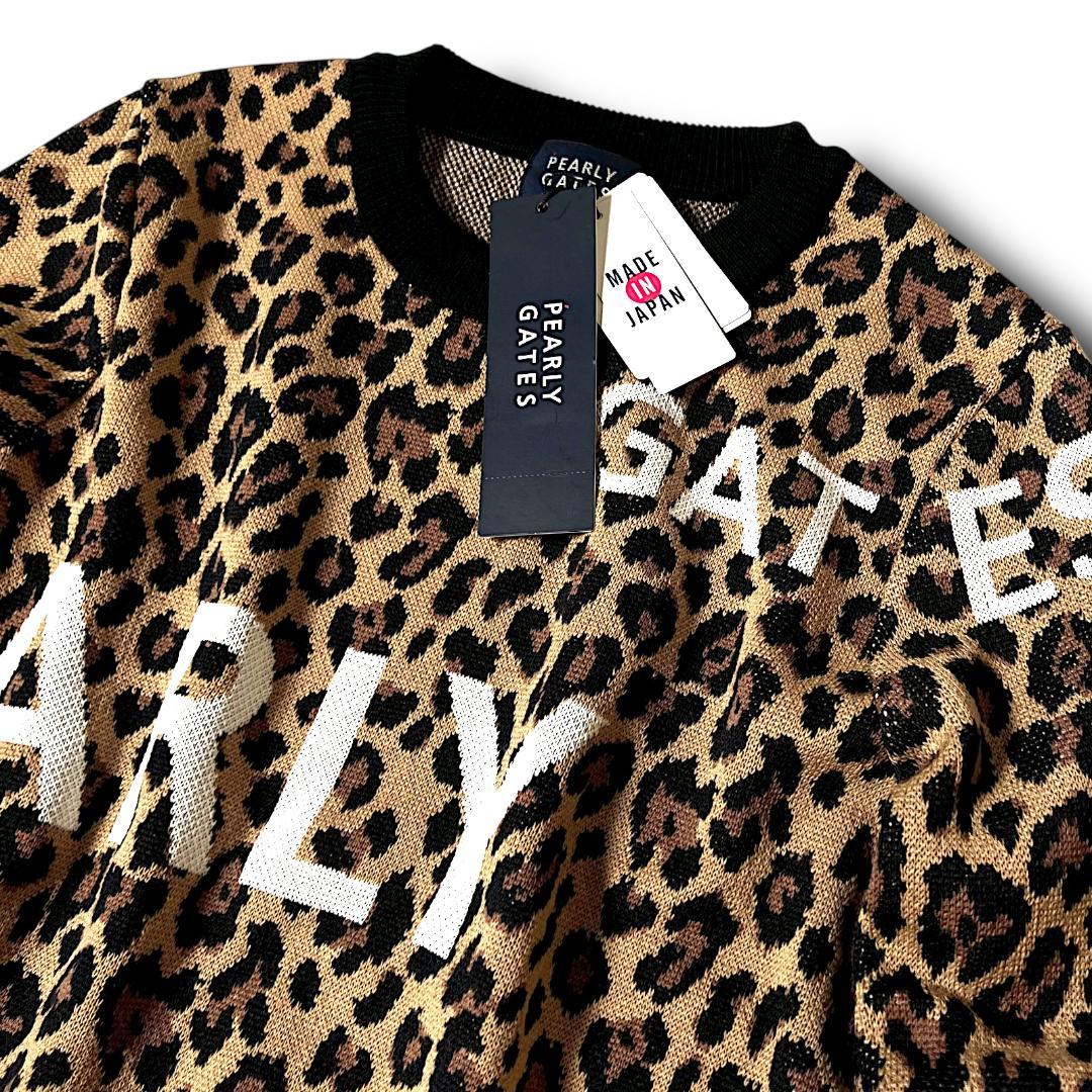 定価37,400 パーリーゲイツ レオパード ウール混ニットプルオーバー 日本製