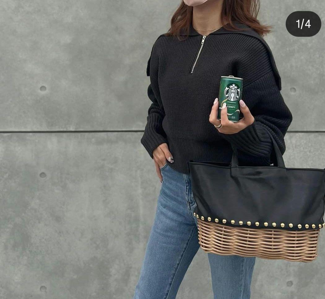 ribbon b ラタンレザーカゴバッグ ホワイト warang wayan