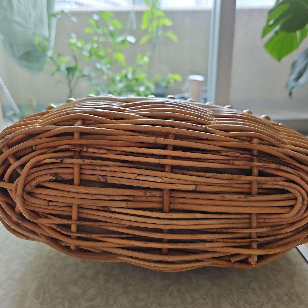 ribbon b ラタンレザーカゴバッグ ホワイト warang wayan