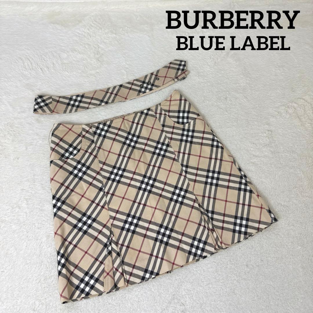 BURBERRY BLUE LABEL ノバチェック プリーツ ミニスカート