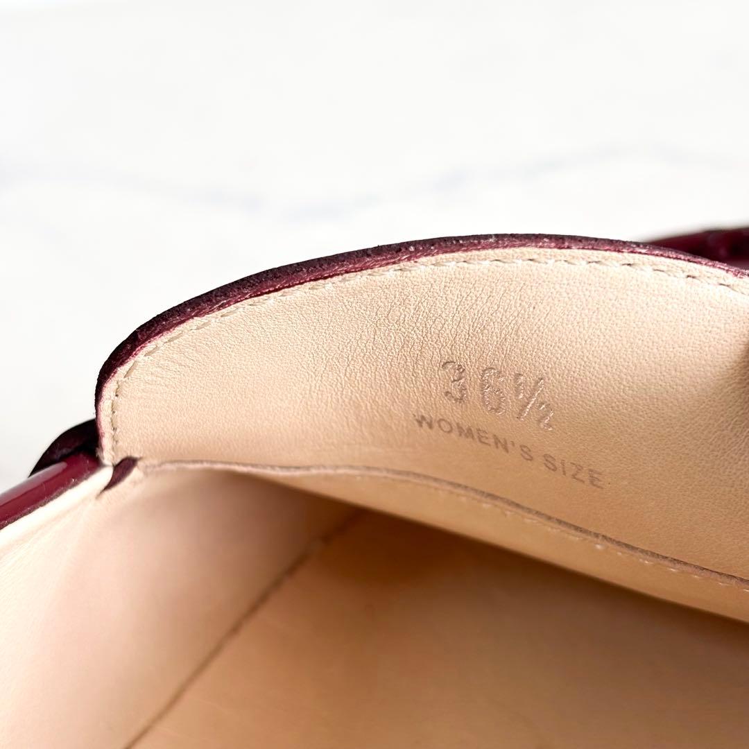 美品 トッズ 36.5 ゴンミーニ ドライビングシューズ エナメル バーガンディ