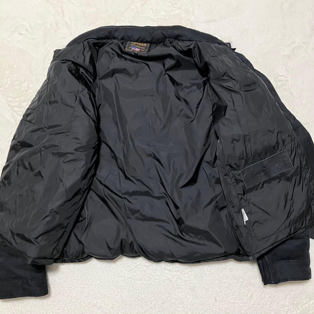 VANSON ダウン ジャケット 黒 カモ柄 XXL ワッペン パッチ 軽量