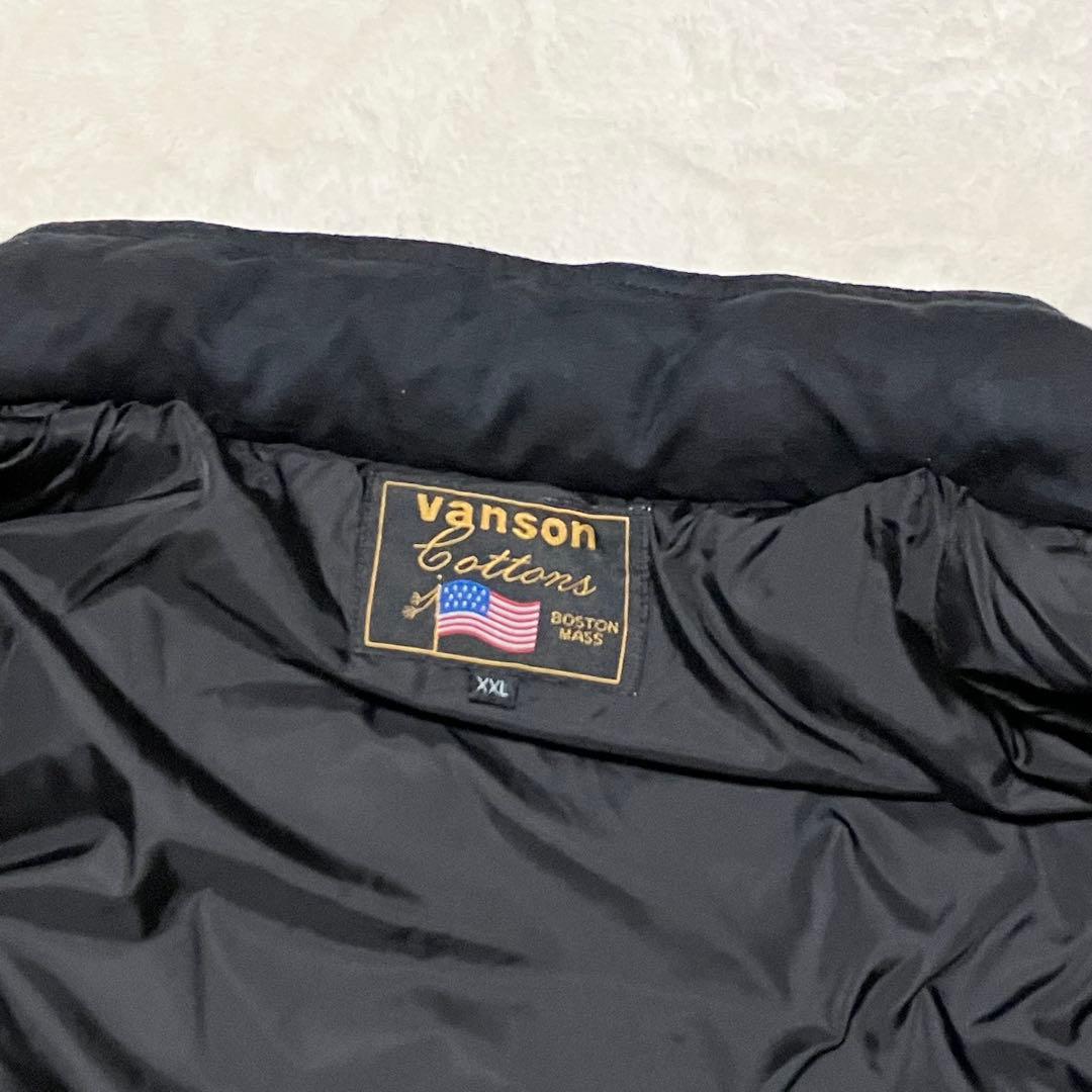 VANSON ダウン ジャケット 黒 カモ柄 XXL ワッペン パッチ 軽量