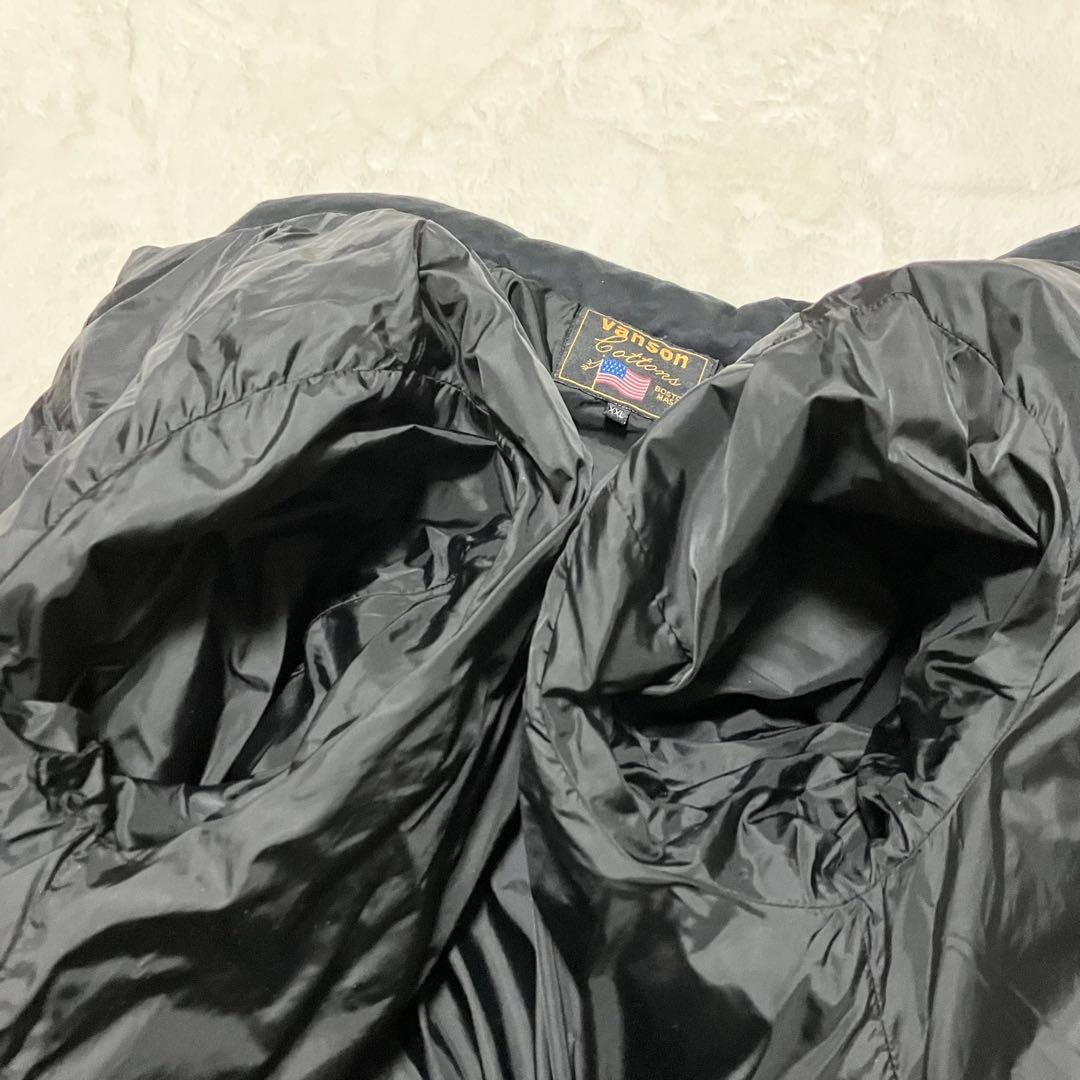 VANSON ダウン ジャケット 黒 カモ柄 XXL ワッペン パッチ 軽量