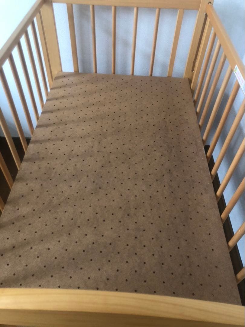 【美品】　石崎家具　ベビーベッド　ナチュラル　木製　ハイタイプ