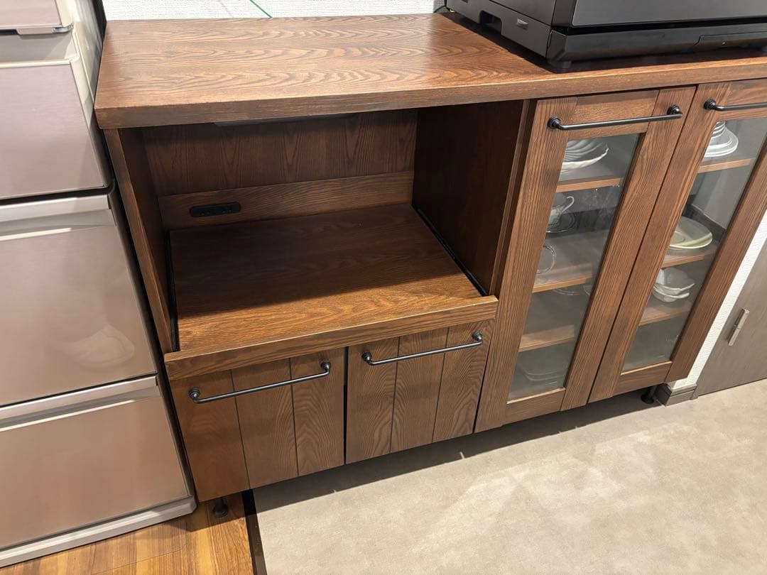 LOWYA 食器棚 レンジ台 キッチン収納 タモ突き板 キャビネット