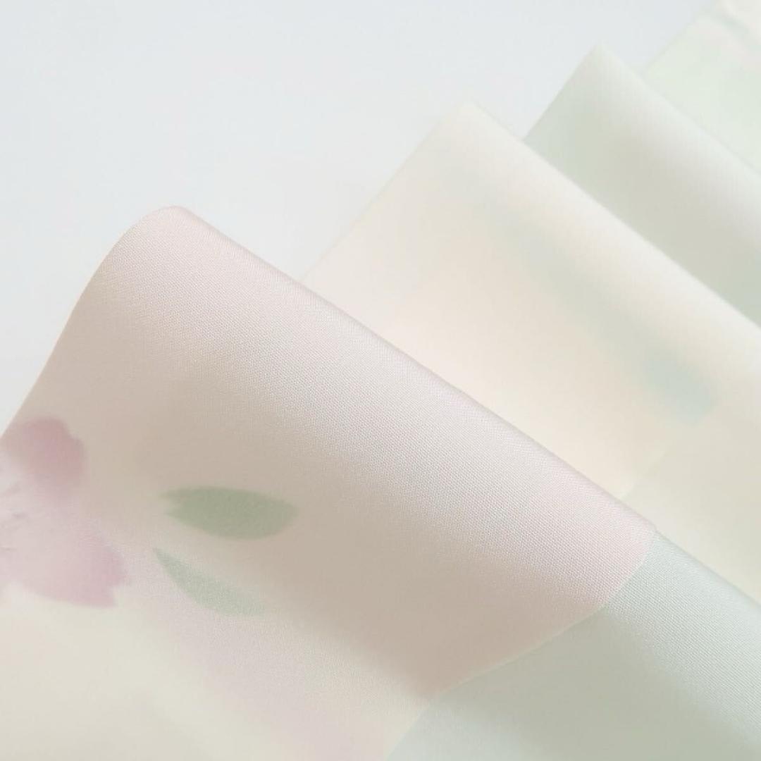 未着用 牡丹草木染 桜 着物 正絹“笑顔を灯す”仕付け糸付 長襦袢 5522