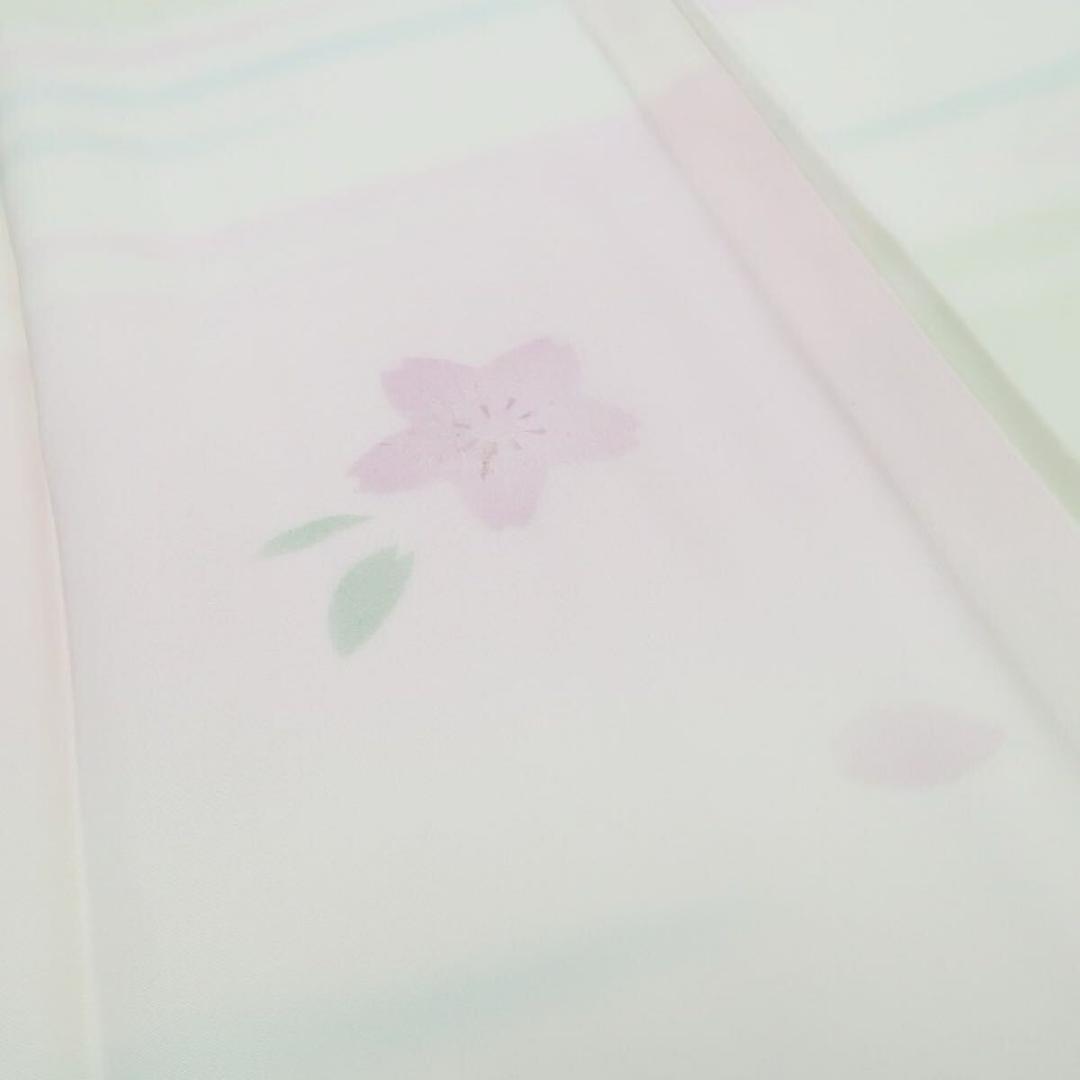 未着用 牡丹草木染 桜 着物 正絹“笑顔を灯す”仕付け糸付 長襦袢 5522
