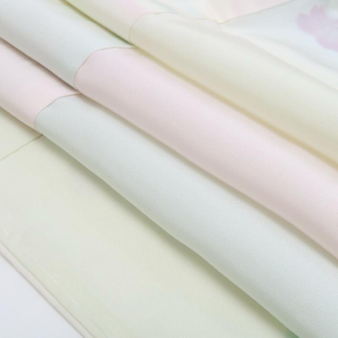 未着用 牡丹草木染 桜 着物 正絹“笑顔を灯す”仕付け糸付 長襦袢 5522