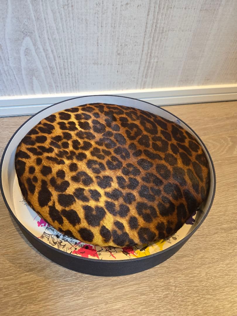 ☆新品☆LAULHERE レオパード ハラコ ベレー帽 ヒョウ柄　箱付き