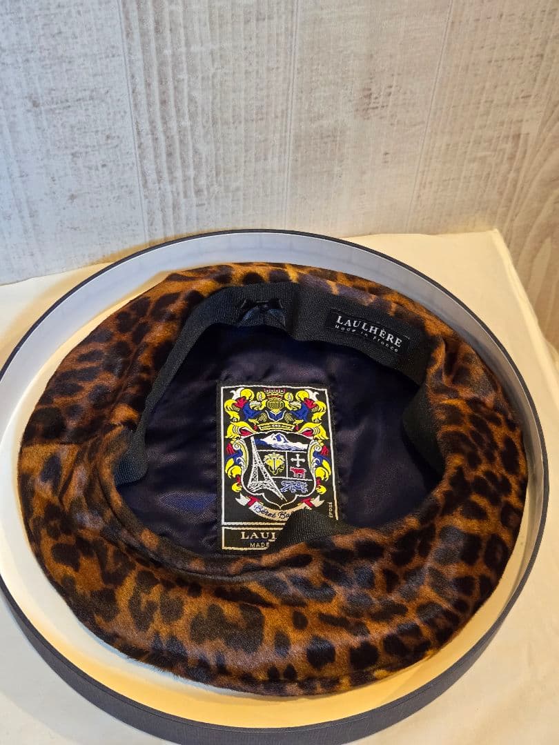 ☆新品☆LAULHERE レオパード ハラコ ベレー帽 ヒョウ柄　箱付き