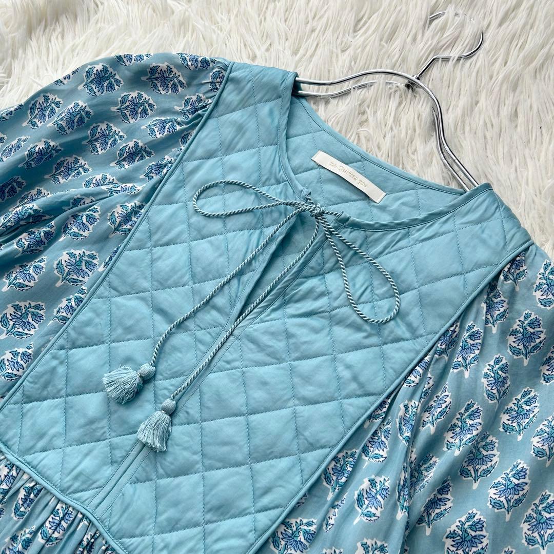 美品✨ ヌキテパ 2024年 モダールサテンフラワーツリープリント ヨークドレス