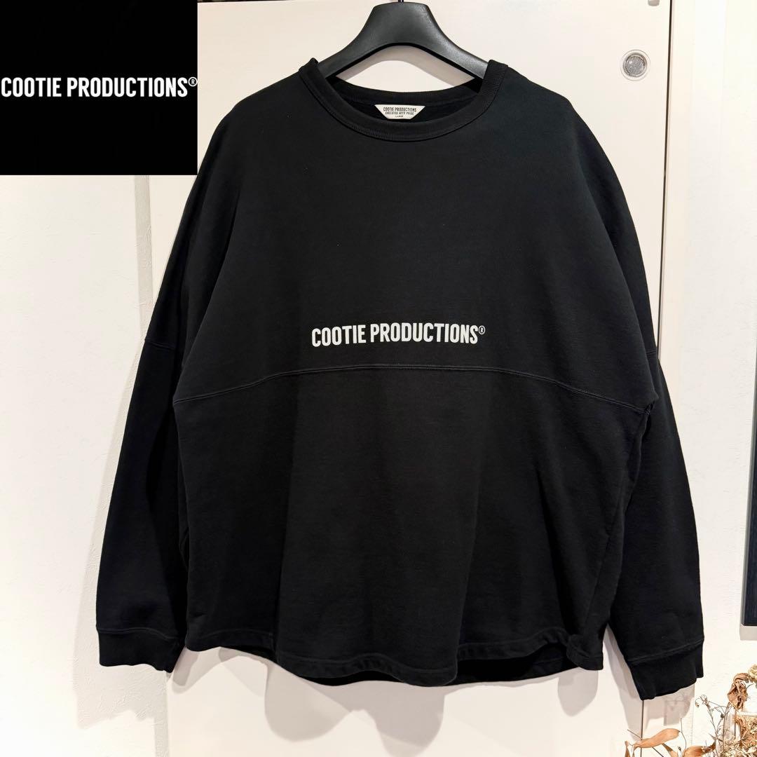 美品‼️クーティー COOTIE スウェット ブラック ロゴ L クルーネック 黒