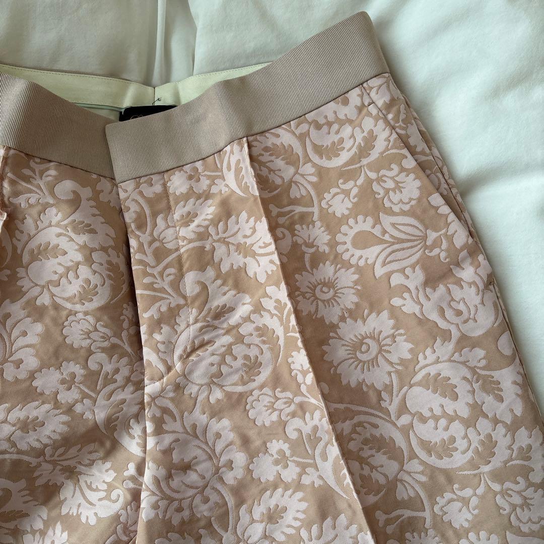 drawer フラワージャガードパンツ 34 ピンクベージュ