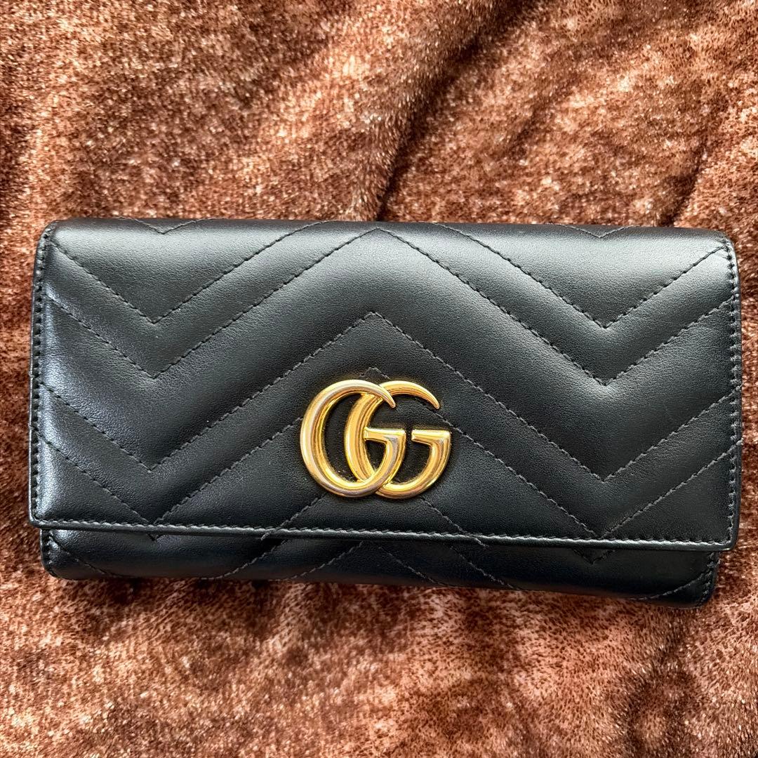 GUCCI ブラック 長財布 GGロゴ