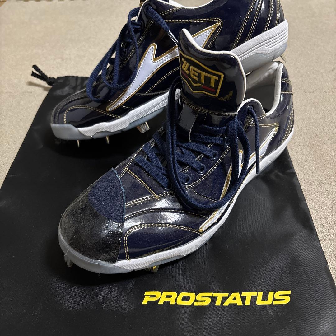 ZETT プロステイタススパイクフルオーダー ネイビー × ホワイト 専用袋付き