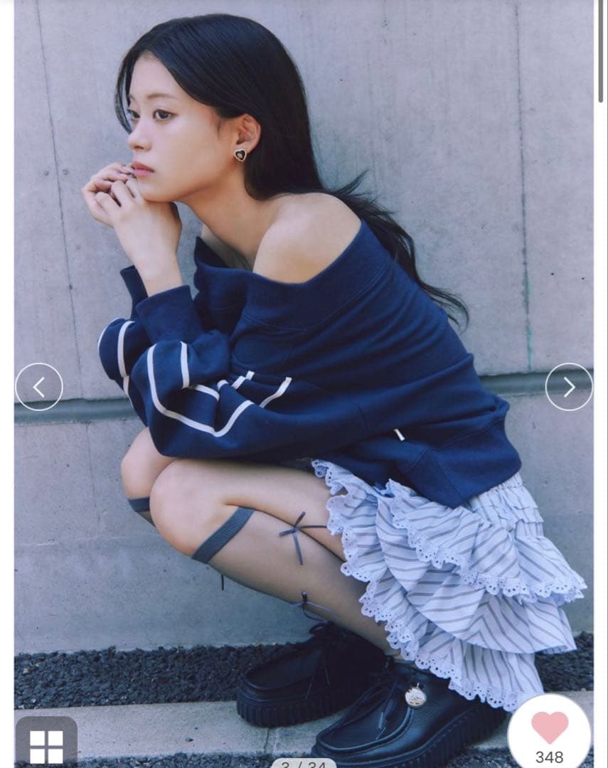 snidel ラッフルティアードスカショーパン ブルー1