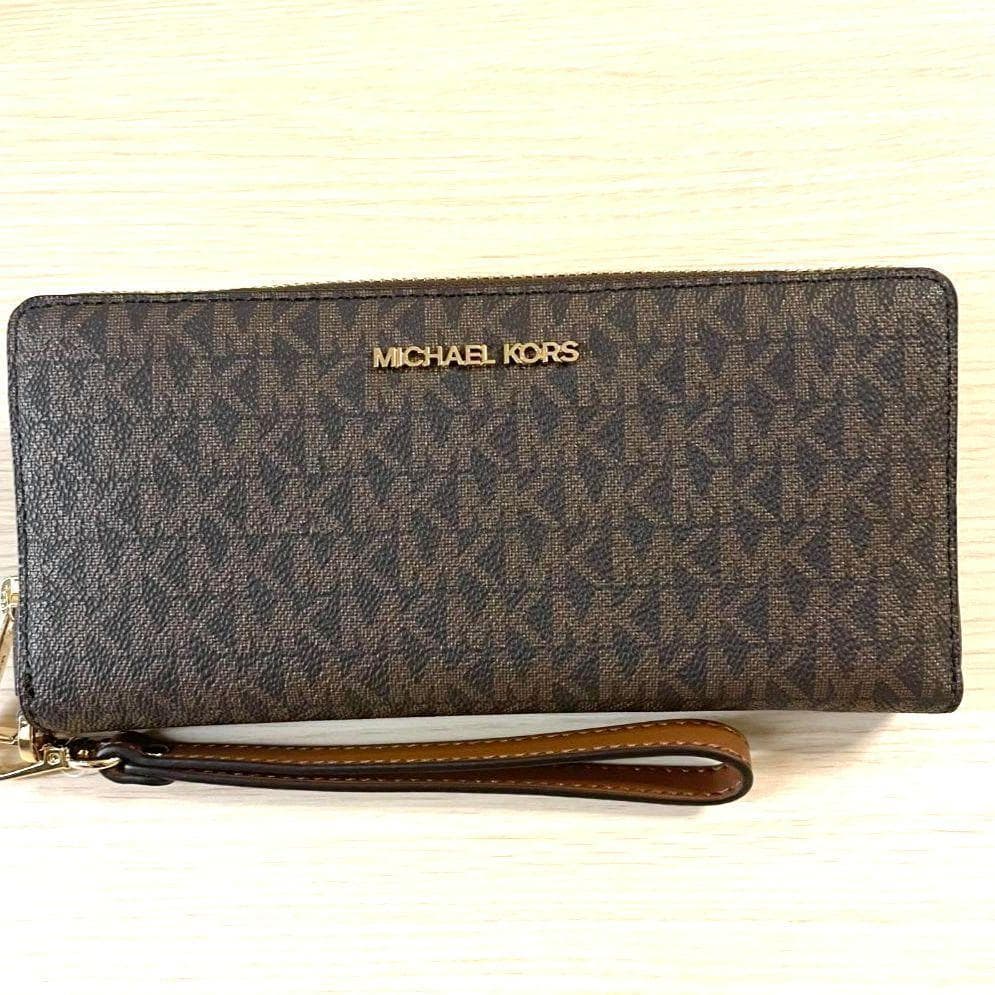 【お値下げ】新品 マイケルコース レザー 長財布 ウォレット ロゴ ブラウン