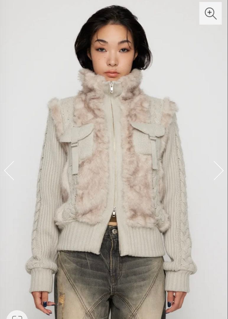 ラグアジェムLAGUA GEM CABLE KNIT FAUX FUR ブルゾン