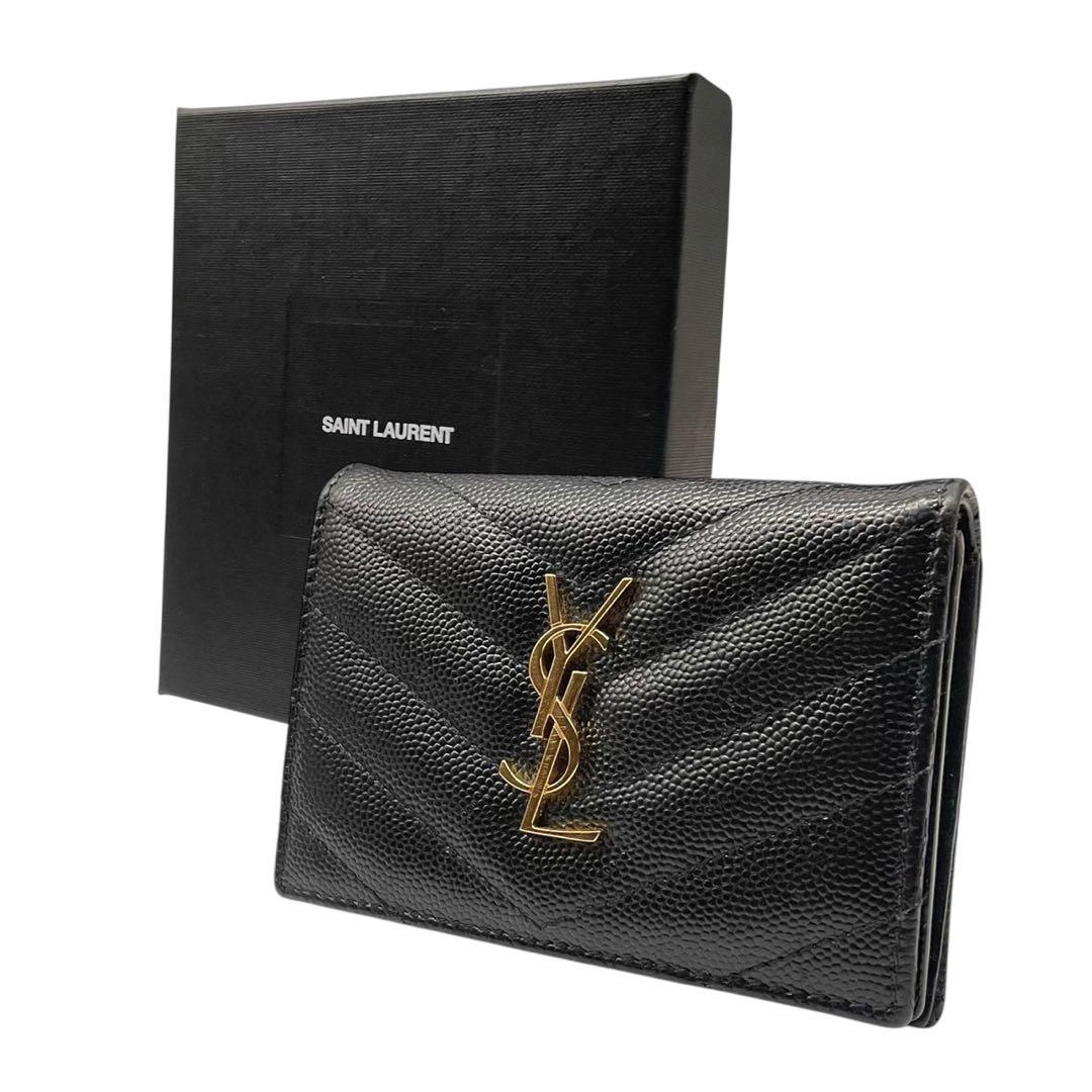 極美品✨サンローラン カードケース YSL カサンドラ キャビアスキン 黒