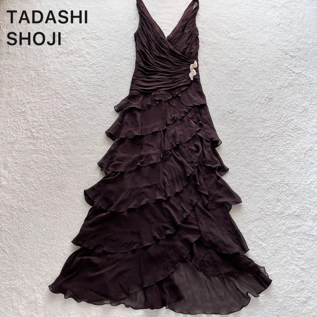 美品✨タダシショージ ロングドレス カシュクール ティアード ビジュー
