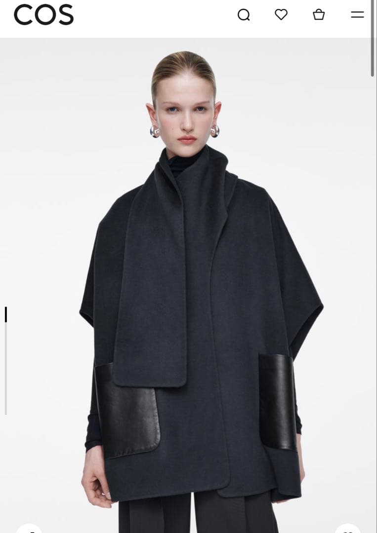 新品⭐︎COS ダブルフェイスフェイスウールマフラーケープ　ネイビー