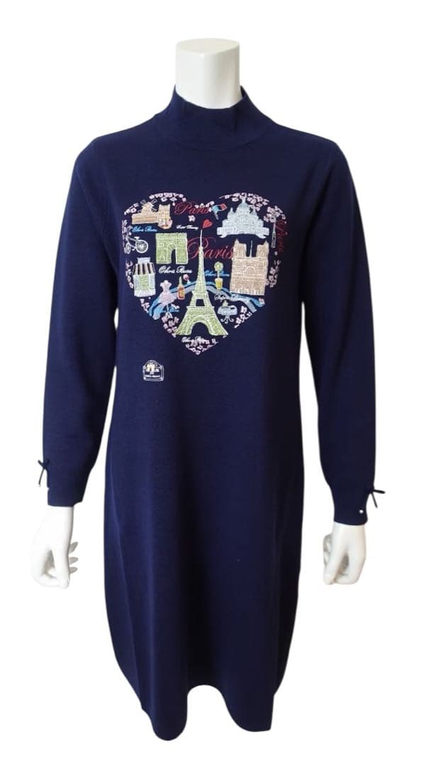 2025AW スーパービューティー　Paris刺しゅうニットワンピース 44