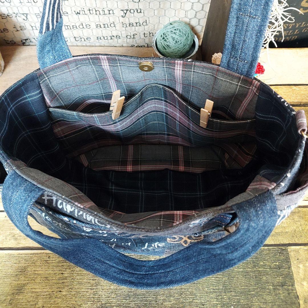 【MINMI】刺繍デニムバック　No.672　ショルダーベルト