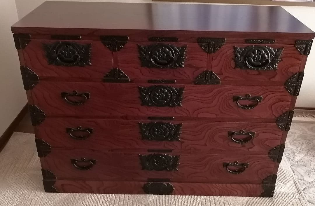 【美品】岩谷堂箪笥 漆塗り欅材 南部鉄金具 伝統工芸品 幅120cm