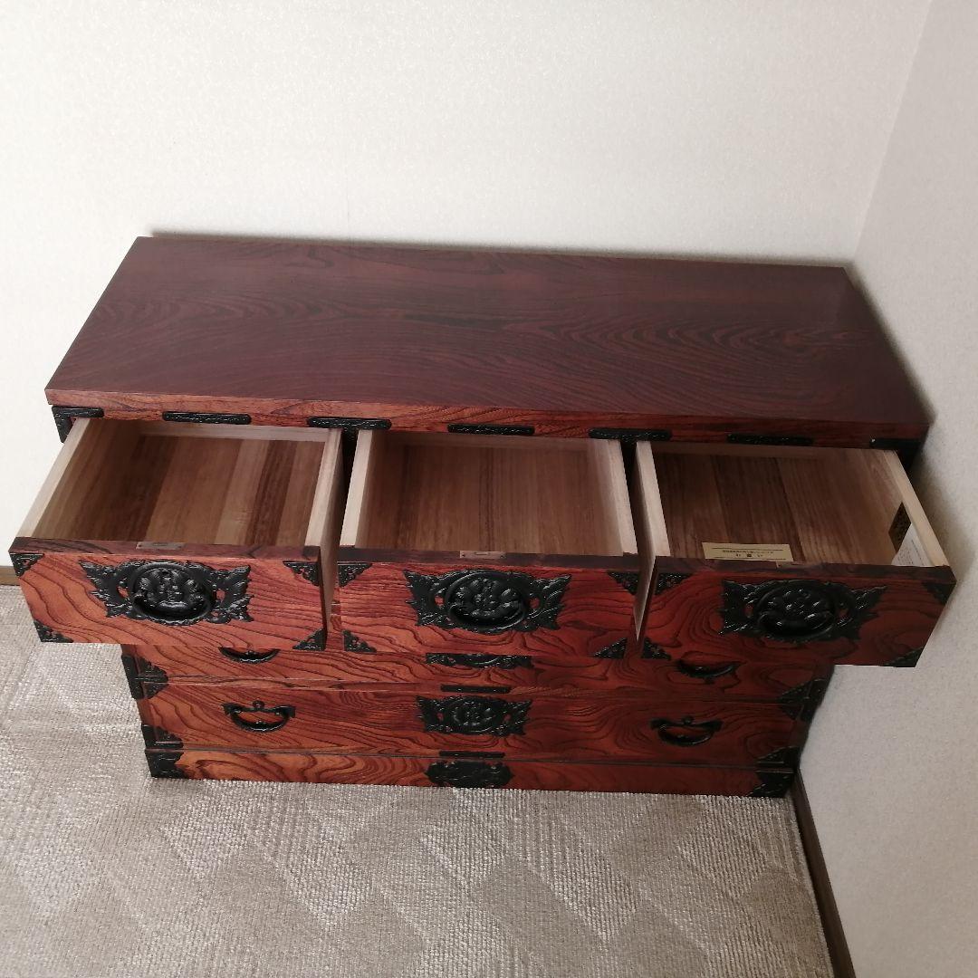 【美品】岩谷堂箪笥 漆塗り欅材 南部鉄金具 伝統工芸品 幅120cm