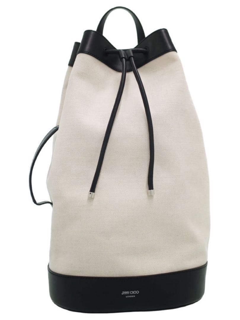 JIMMY CHOO EVANドラムバッグ ホワイト/ブラック