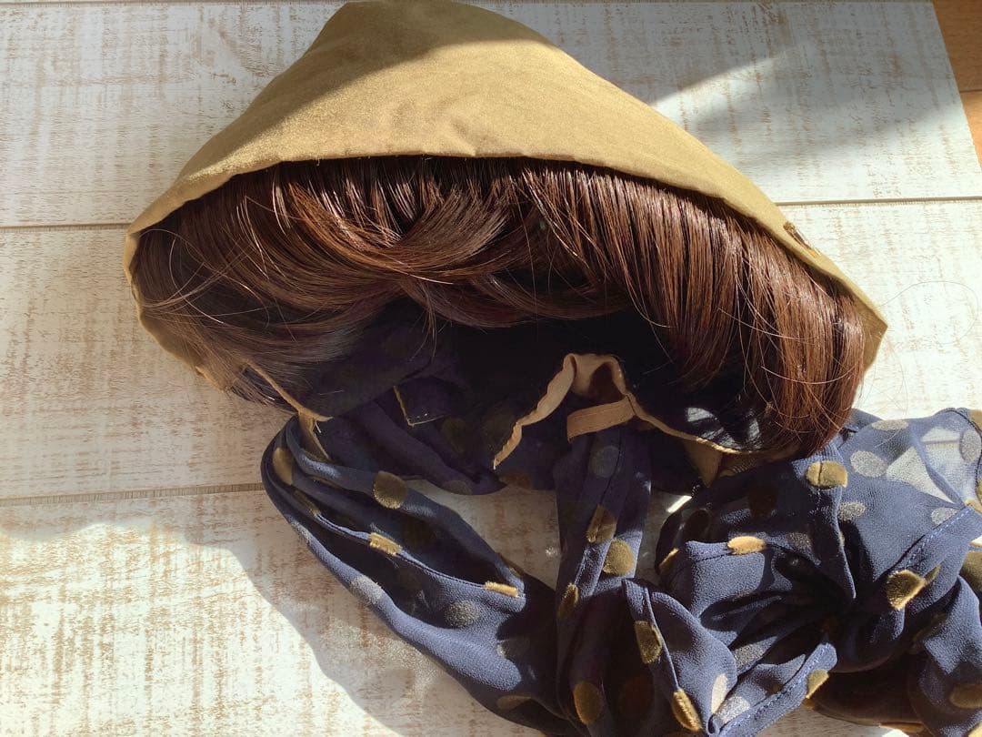 バレン　医療用ウィッグ　スカーフハット　カーキ＆ドット