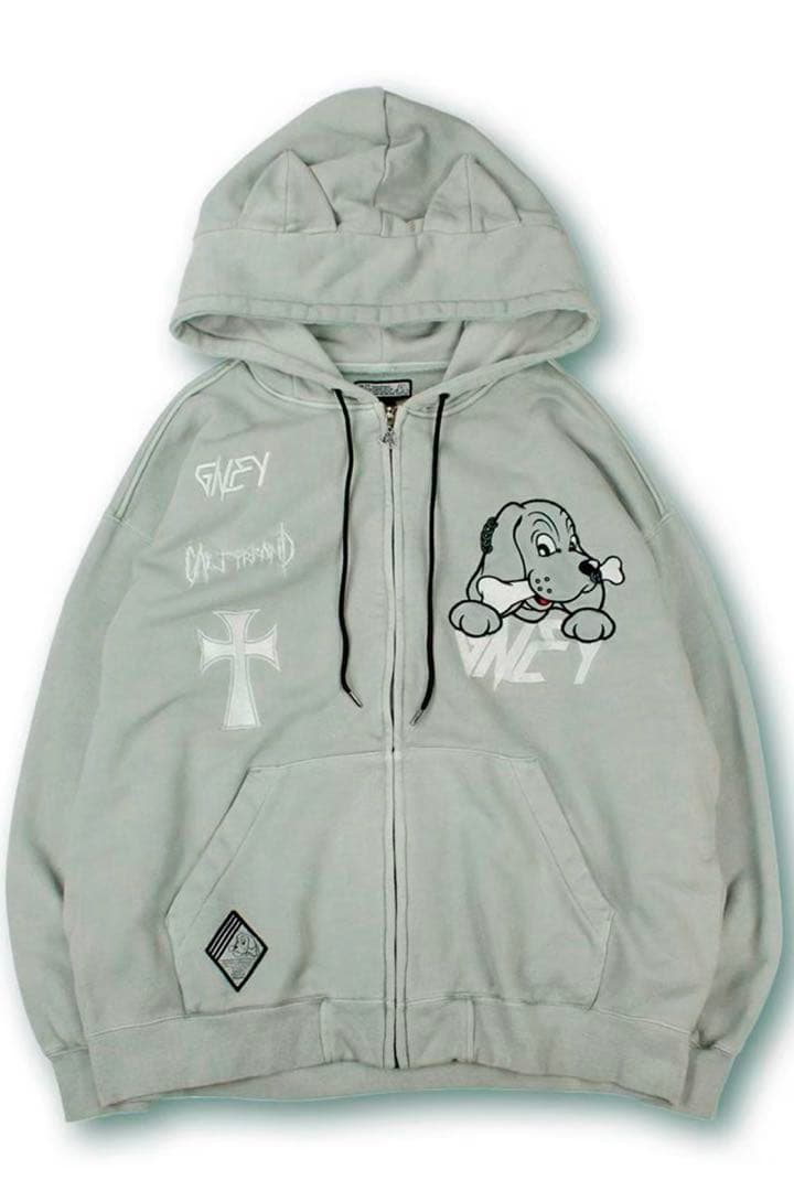 GALFY (ガルフィー) 染め染めデスメタルにゃんにゃんパーカー GREIGE