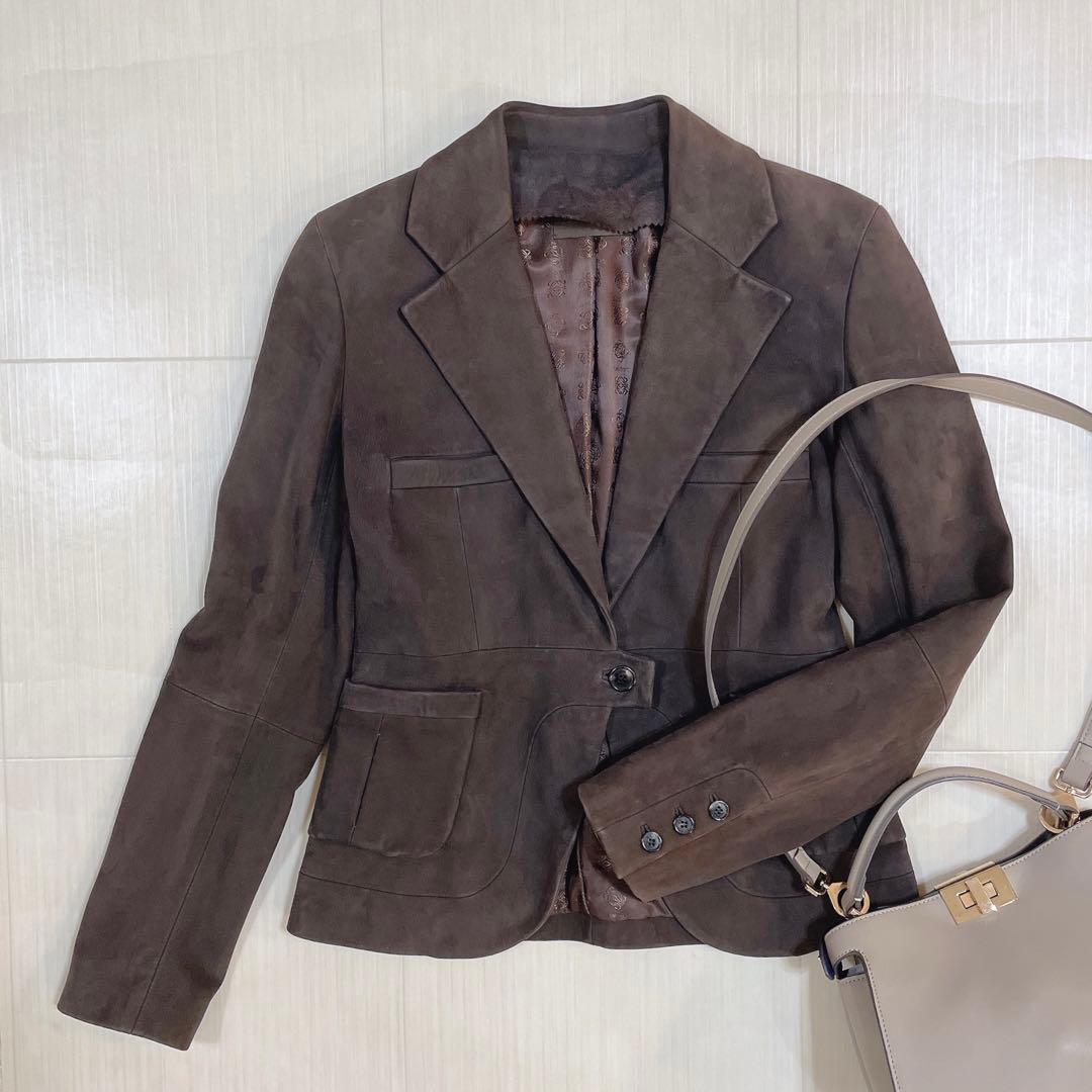 LOEWE ロエベ 羊革 レザージャケット スエード テーラードジャケット