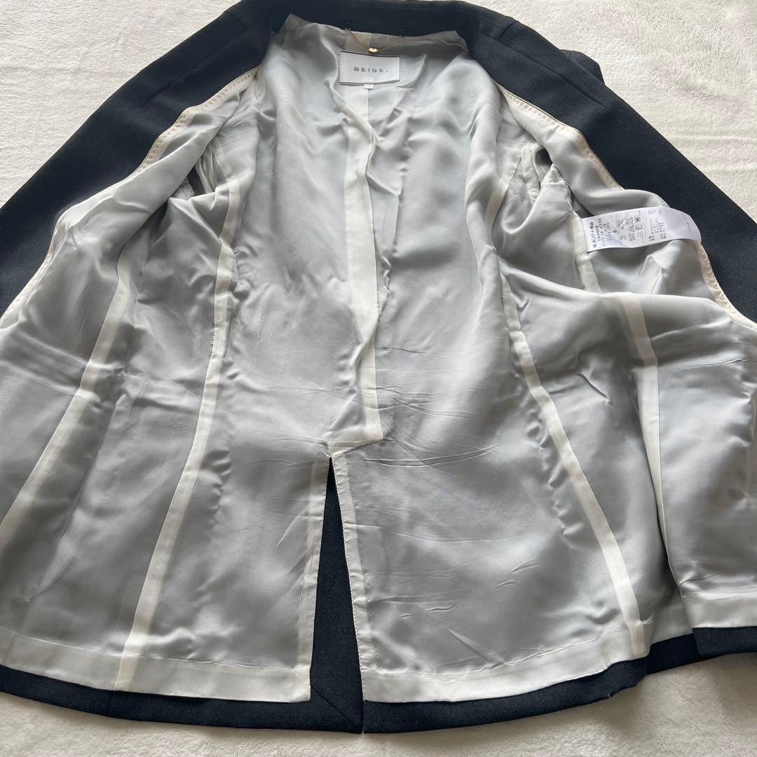 ゆきん様　ベイジ　VILLAZ シングルジャケット 4 ダークグレー エコレザー