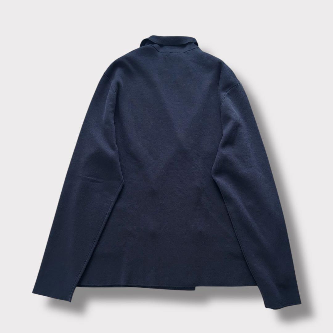 【タグ付】ebure コットン シルク ニットジャケット カーディガン 紺 38