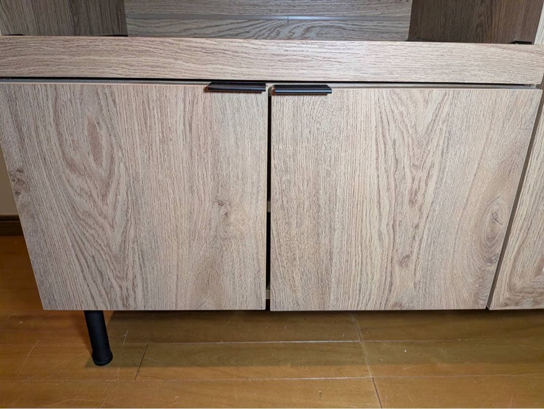 ■送料込■LOWYA ラタン調キッチンカウンター90 棚 収納台