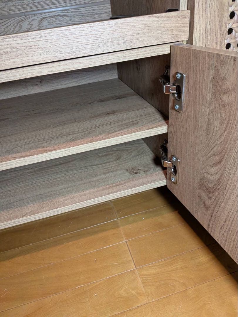 ■送料込■LOWYA ラタン調キッチンカウンター90 棚 収納台