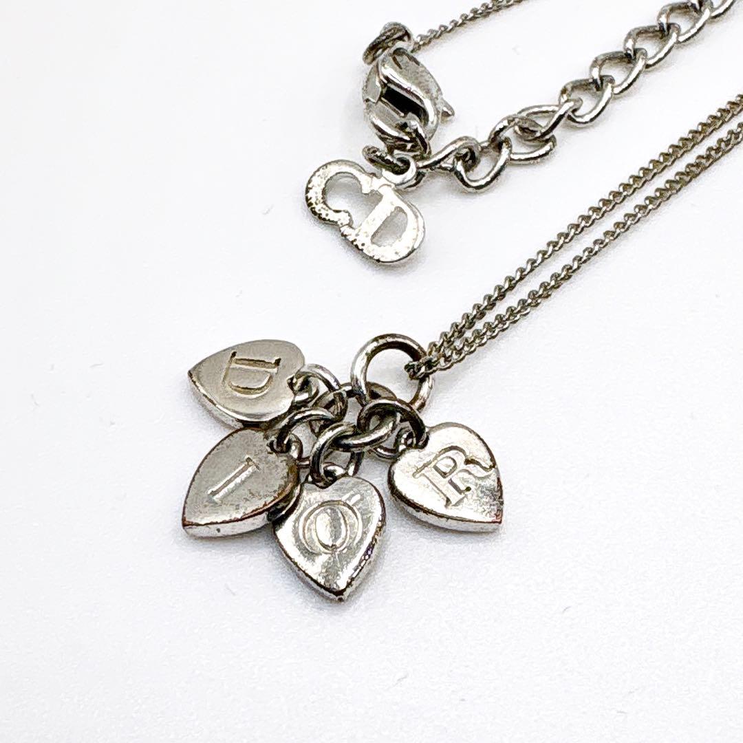クリスチャンディオール　ハートロゴチャームネックレス シルバー ヴィンテージ