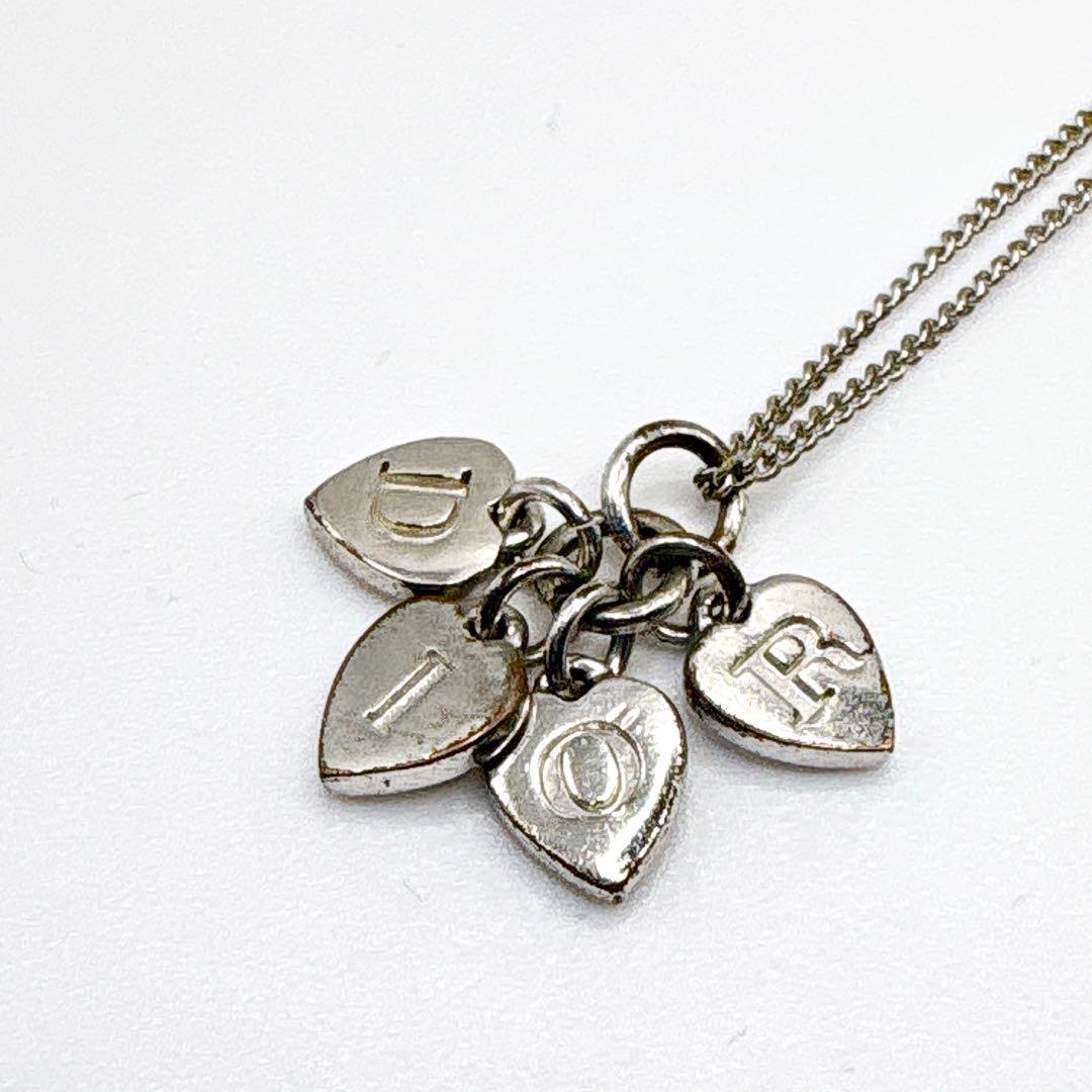 クリスチャンディオール　ハートロゴチャームネックレス シルバー ヴィンテージ