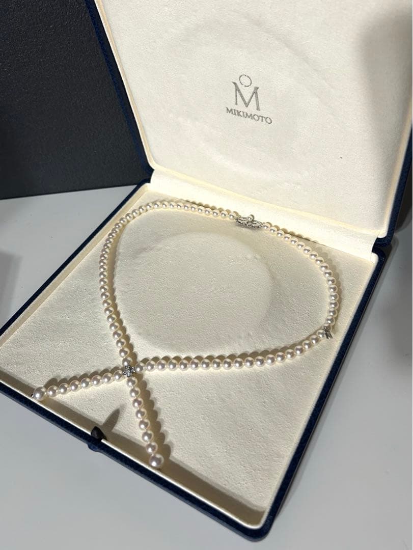 ミキモト MIKIMOTO K18 アコヤ真珠 ネックレス ダイヤ0.05ct