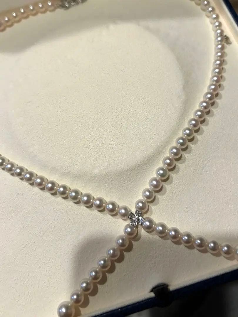 ミキモト MIKIMOTO K18 アコヤ真珠 ネックレス ダイヤ0.05ct