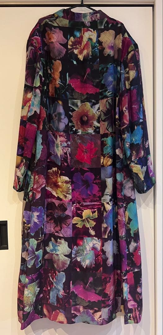 Yohji Yamamotoプールオム 22ss シルク花図鑑ロングジャケット