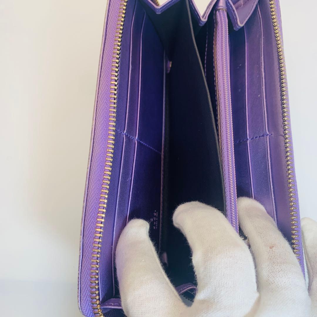 ⭐️グッチ 長財布 GGキャンバス 282477 ブラウン パープル ゴールド