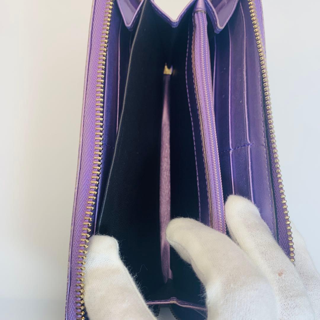 ⭐️グッチ 長財布 GGキャンバス 282477 ブラウン パープル ゴールド