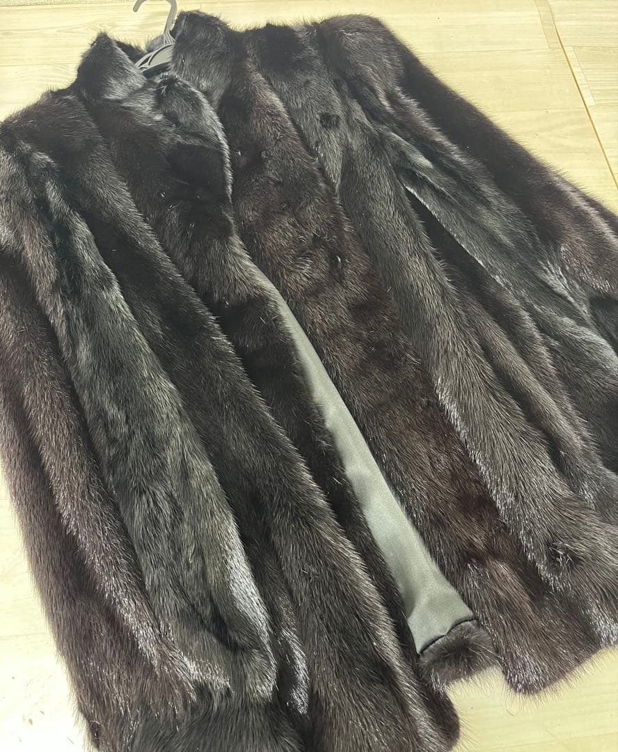 国産品 岐阜毛被 毛皮 コート ブラック 15号 レディース