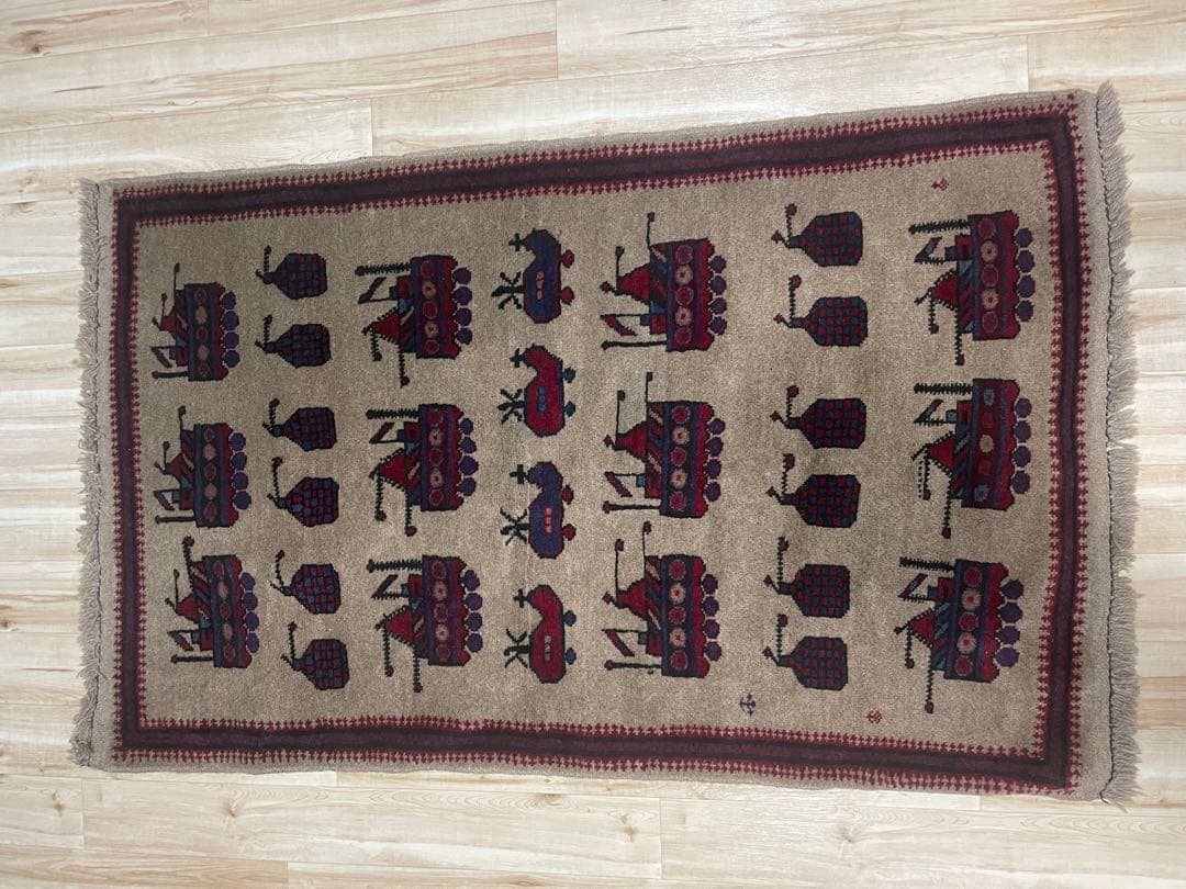 アフガニスタンヴィンテージストーリーラグ war rug 91x144cm