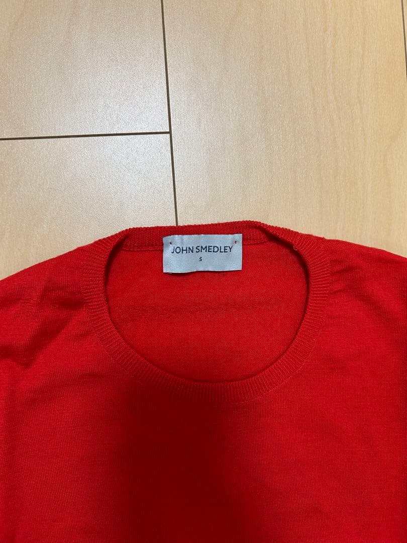 JOHN SMEDLEY レッド クルーネック セーター