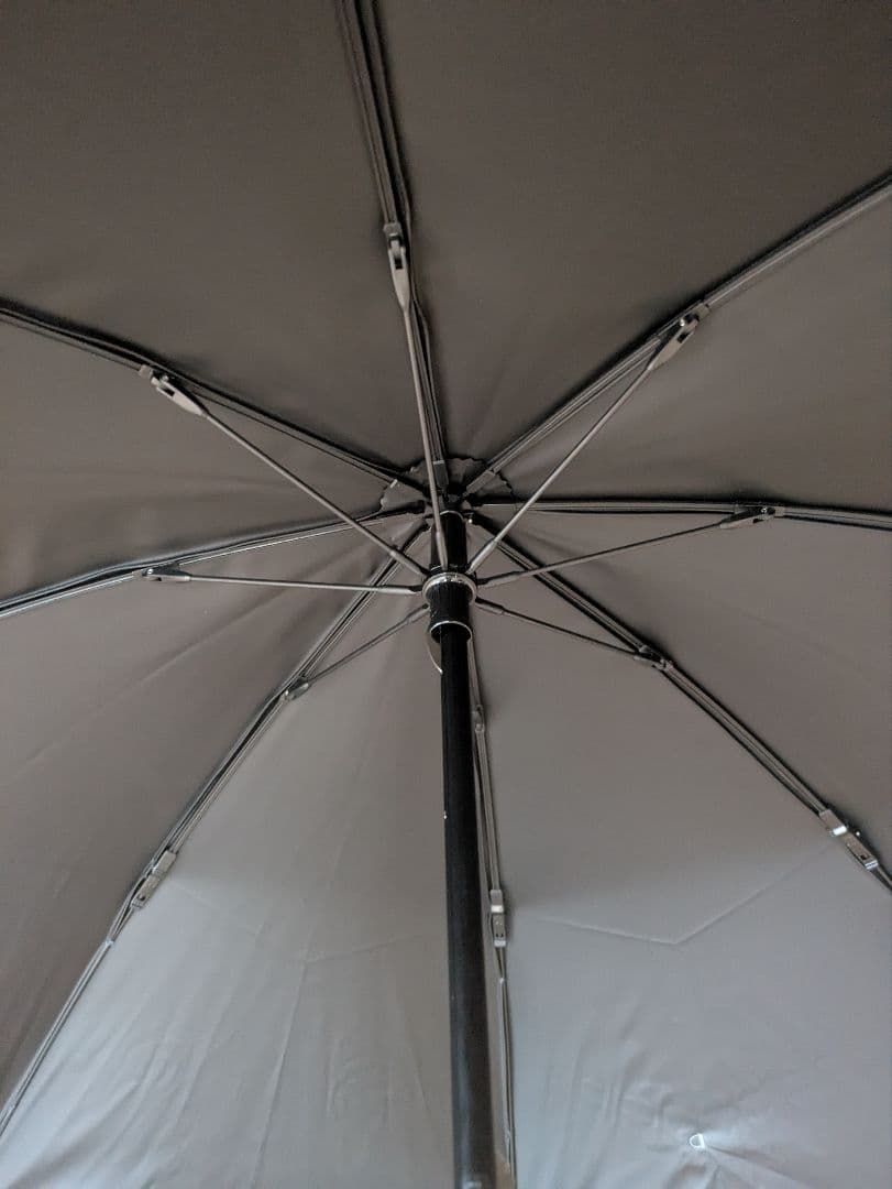 サンバリア100　折りたたみ日傘 ２段折 フリル フロスト　グレー　木曲がり手元