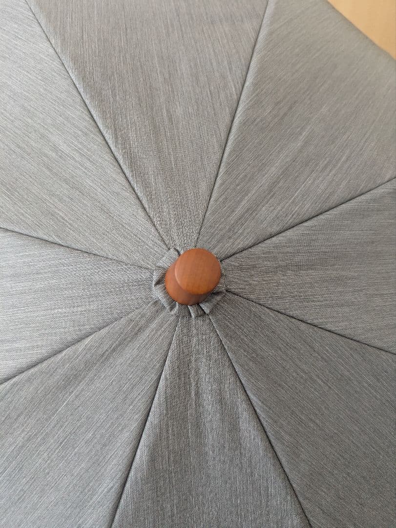 サンバリア100　折りたたみ日傘 ２段折 フリル フロスト　グレー　木曲がり手元